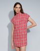 ASOS DESIGN ASOS DESIGN high funnel neck mini dress in red boucle-Multi - 1