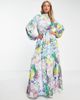 ASOS DESIGN ASOS DESIGN high neck big sleeve jacquard maxi dress in butterfly floral print-Multi - 1