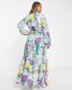 ASOS DESIGN ASOS DESIGN high neck big sleeve jacquard maxi dress in butterfly floral print-Multi - 2