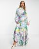 ASOS DESIGN ASOS DESIGN high neck big sleeve jacquard maxi dress in butterfly floral print-Multi - 3