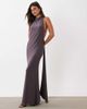 ASOS DESIGN ASOS DESIGN high neck cowl maxi dress with hardware detail and sash in slate-Gray - 4