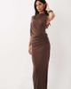 ASOS DESIGN ASOS DESIGN high neck draped short sleeve maxi dress in chocolate-Brown - 1