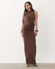 ASOS DESIGN ASOS DESIGN high neck draped short sleeve maxi dress in chocolate-Brown - 3