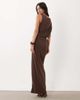ASOS DESIGN ASOS DESIGN high neck draped short sleeve maxi dress in chocolate-Brown - 4