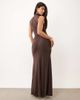 ASOS DESIGN ASOS DESIGN high neck godet detailing column maxi dress in brown - 4