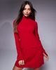 ASOS DESIGN ASOS DESIGN high neck mini dress with pocket detail in red in scuba-style fabric - 4