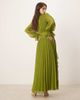 ASOS DESIGN ASOS DESIGN high neck ruched belt detail maxi dress in olive green - 3