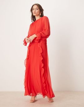 ASOS DESIGN ASOS DESIGN high neck ruched belt detail maxi dress in red