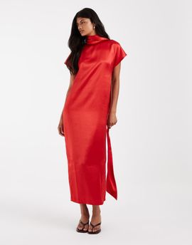 ASOS DESIGN ASOS DESIGN high neck satin maxi dress with scarf in red