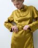 ASOS DESIGN ASOS DESIGN high neck satin mini dress with wrap skirt in ochre-MULTI - 3
