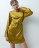 ASOS DESIGN ASOS DESIGN high neck satin mini dress with wrap skirt in ochre-MULTI - 4