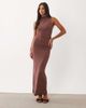 ASOS DESIGN ASOS DESIGN high neck sleeveless drape maxi dress in chocolate-Red - 1