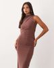 ASOS DESIGN ASOS DESIGN high neck sleeveless drape maxi dress in chocolate-Red - 2