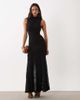 ASOS DESIGN ASOS DESIGN high neck slinky maxi dress with lace godets and open back in black - 1