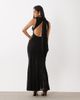 ASOS DESIGN ASOS DESIGN high neck slinky maxi dress with lace godets and open back in black - 4