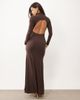 ASOS DESIGN ASOS DESIGN high neck slinky maxi dress with lace trim open back detail in chocolate-Brown - 1