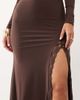 ASOS DESIGN ASOS DESIGN high neck slinky maxi dress with lace trim open back detail in chocolate-Brown - 3