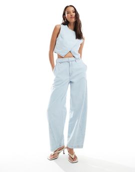 ASOS DESIGN ASOS DESIGN high rise barrel jeans in light wash - part of a set-Blue