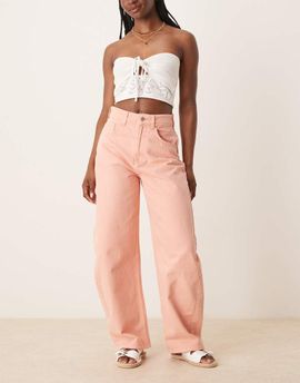 ASOS DESIGN ASOS DESIGN high rise barrel leg jeans in soft apricot-pink