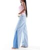 ASOS DESIGN ASOS DESIGN high rise palazzo jeans with rips and let down hem-Blue - 2