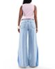ASOS DESIGN ASOS DESIGN high rise palazzo jeans with rips and let down hem-Blue - 3