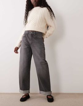 ASOS DESIGN ASOS DESIGN high rise relaxed roll-up jeans in gray