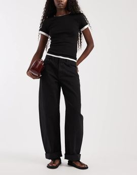 ASOS DESIGN ASOS DESIGN High rise relaxed roll hem jeans in black