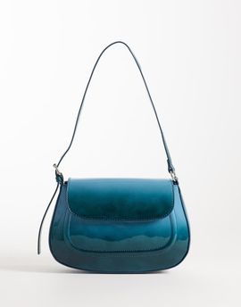 ASOS DESIGN ASOS DESIGN high shine flap shoulder bag in ombre blue-Yellow