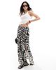 ASOS DESIGN ASOS DESIGN high split maxi skirt in mono zebra print-Multi - 1