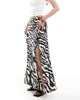 ASOS DESIGN ASOS DESIGN high split maxi skirt in mono zebra print-Multi - 4