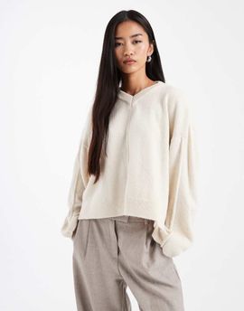 ASOS DESIGN ASOS DESIGN high v banana sleeve sweater in cream-White