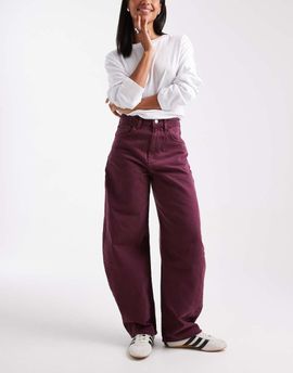 ASOS DESIGN ASOS DESIGN high waist barrel jeans in burgundy-Red