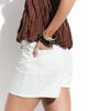 ASOS DESIGN ASOS DESIGN high waist denim shorts in ecru-White - 4