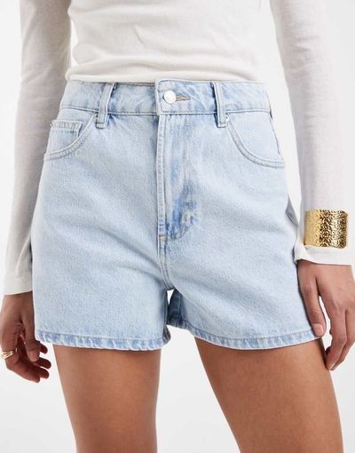 ASOS DESIGN ASOS DESIGN high waist denim shorts in lightwash blue