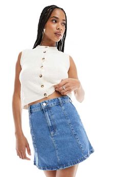 ASOS DESIGN ASOS DESIGN high waist flared hem mini skirt - part of a set-Blue