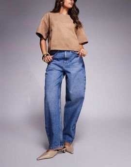 ASOS DESIGN ASOS DESIGN high waist slim barrel jeans in dark mid blue