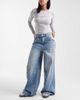 ASOS DESIGN ASOS DESIGN high waisted wide leg jeans with cinch in pale vintage wash-Blue - 1