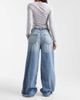 ASOS DESIGN ASOS DESIGN high waisted wide leg jeans with cinch in pale vintage wash-Blue - 2