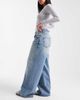 ASOS DESIGN ASOS DESIGN high waisted wide leg jeans with cinch in pale vintage wash-Blue - 3