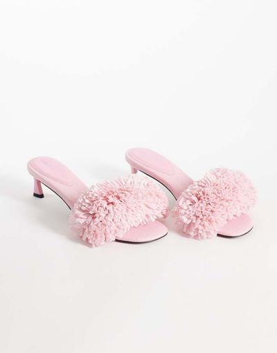 ASOS DESIGN ASOS DESIGN Holden raffia mid-height heeled sandals in pink