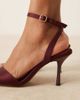 ASOS DESIGN ASOS DESIGN Hollow barely there heeled sandals in burgundy satin-Red - 3