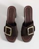 ASOS DESIGN ASOS DESIGN Hometown premium oversized buckle detail heeled mule clogs in chocolate suede-Brown - 2