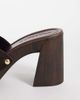 ASOS DESIGN ASOS DESIGN Hometown premium oversized buckle detail heeled mule clogs in chocolate suede-Brown - 4