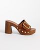 ASOS DESIGN ASOS DESIGN Hometown premium oversized buckle detail heeled mule clogs in tan suede-Brown - 1