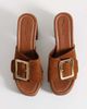 ASOS DESIGN ASOS DESIGN Hometown premium oversized buckle detail heeled mule clogs in tan suede-Brown - 2