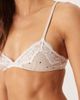 ASOS DESIGN ASOS DESIGN Honey polka dot slinky triangle bra with lace trim in cream-Brown - 2