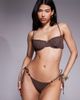 ASOS DESIGN ASOS DESIGN Honey ruffle underwire balcony bikini top with resin beads in chocolate-Brown - 4