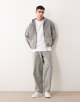 ASOS DESIGN ASOS DESIGN hooded jacket in gray and white stripes - part of a set