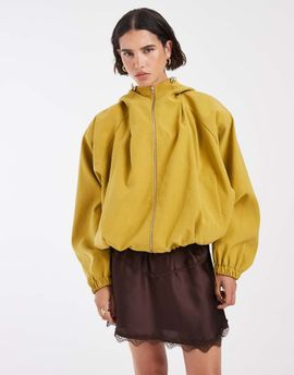 ASOS DESIGN ASOS DESIGN hooded zip up sporty modal bomber jacket in tobacco-Brown