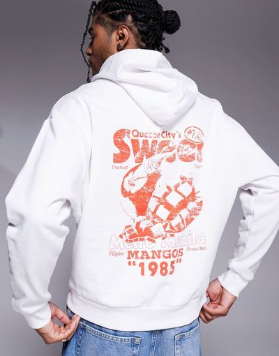 ASOS DESIGN ASOS DESIGN hoodie with Mango prints in white